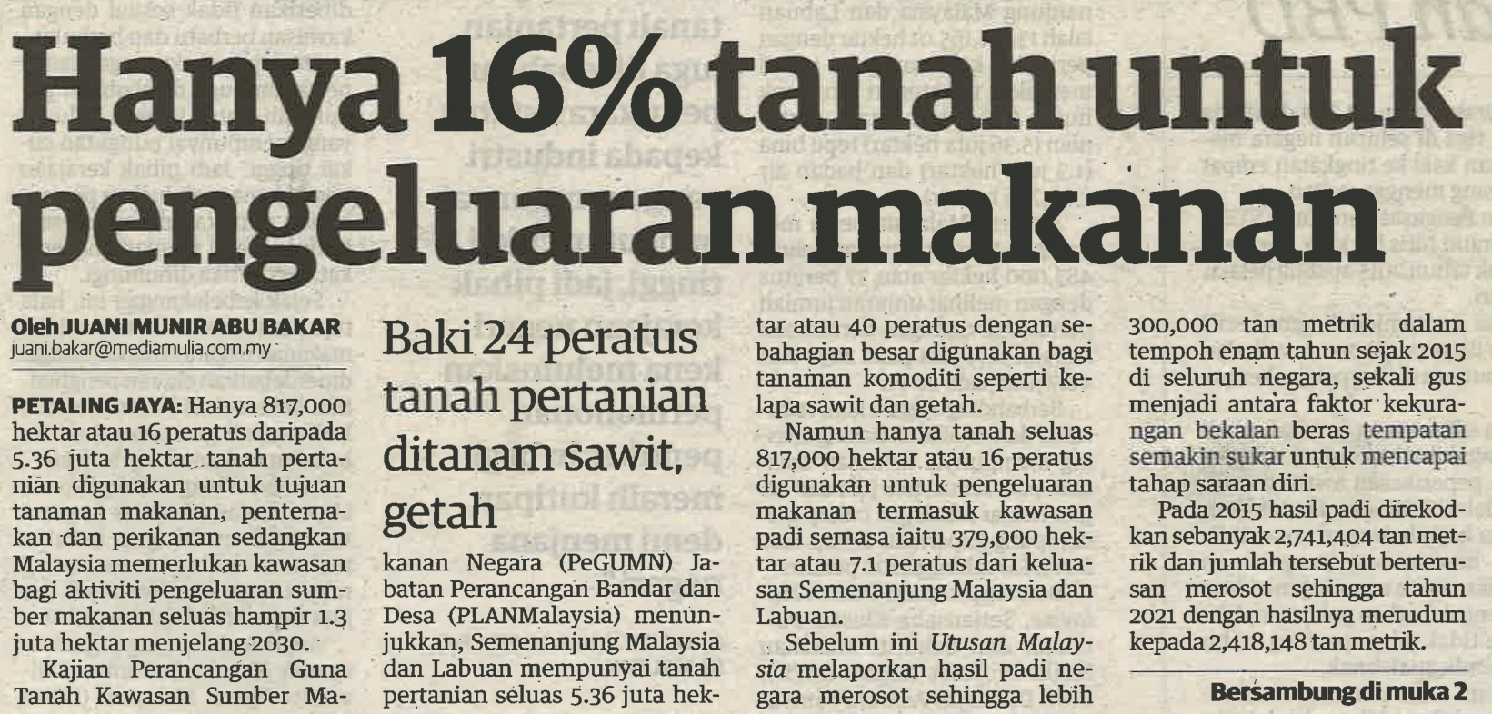 16% Tanah Pengeluaran Makanan