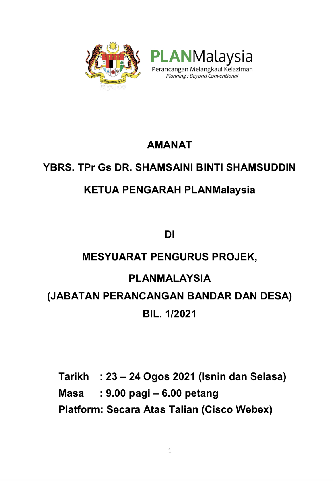 Mesyuarat Pengurus Projek PLANMalaysia 