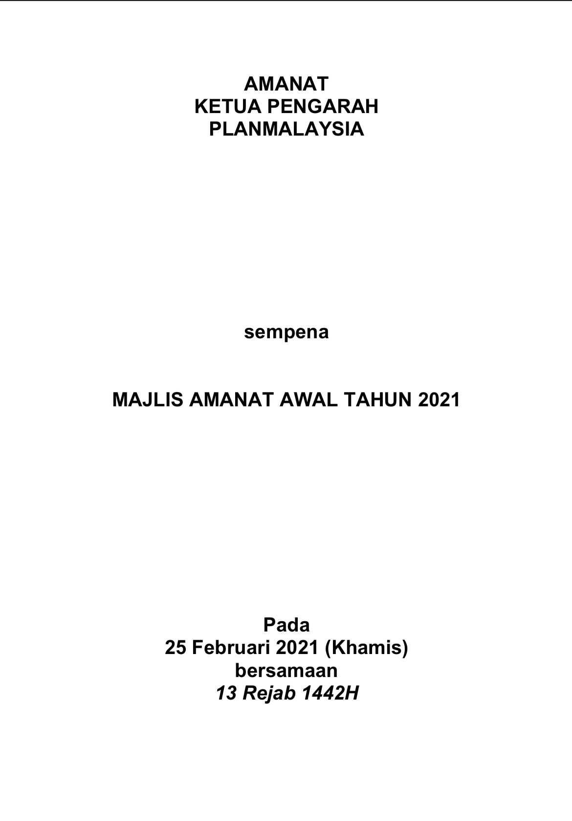  Majlis Amanat Awal Tahun