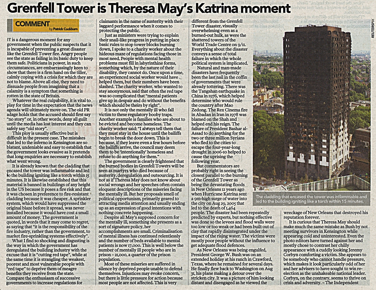Granfell Tower is Theresa May's Katrina Moment