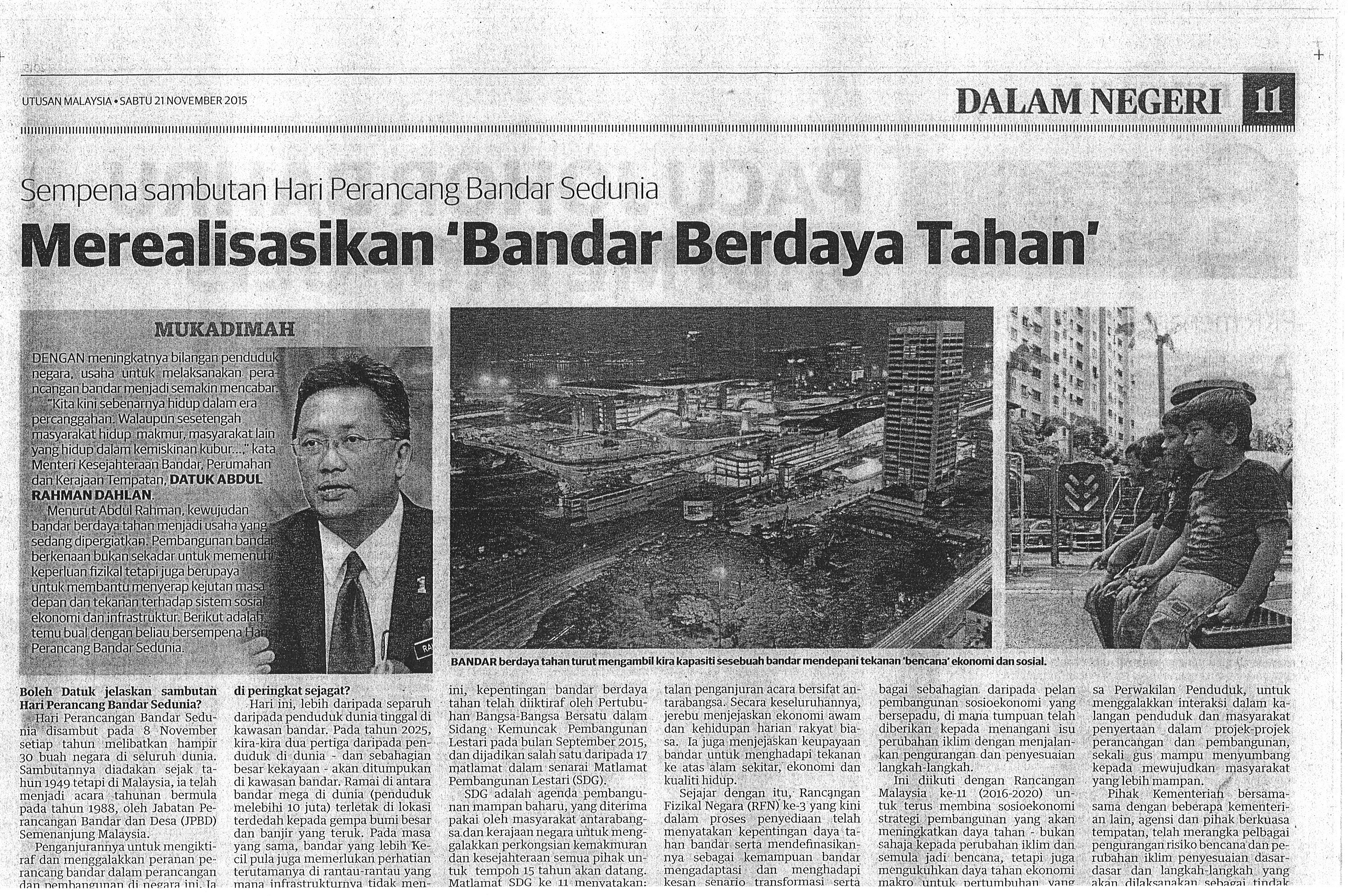 Merealisasikan 'Bandar Berdaya Tahan' (1)(HPBS)