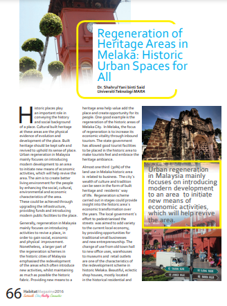 Regeneration of Heritage Areas in Melaka