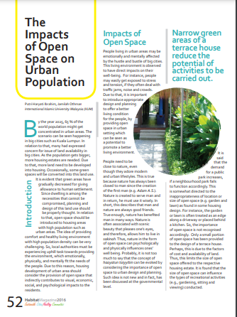 Open Space on Urban Population